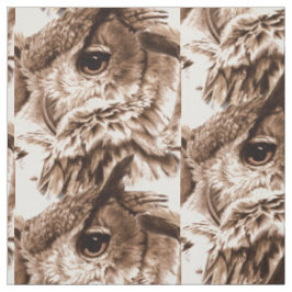 水彩画フクロウ顔布 ファブリック