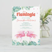 水彩画フラミンゴツインズバースデーパーティー 招待状 (スタンド正面)