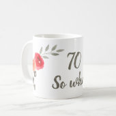 水彩画フラワーの70歳の誕生日お祝い コーヒーマグカップ (正面左)