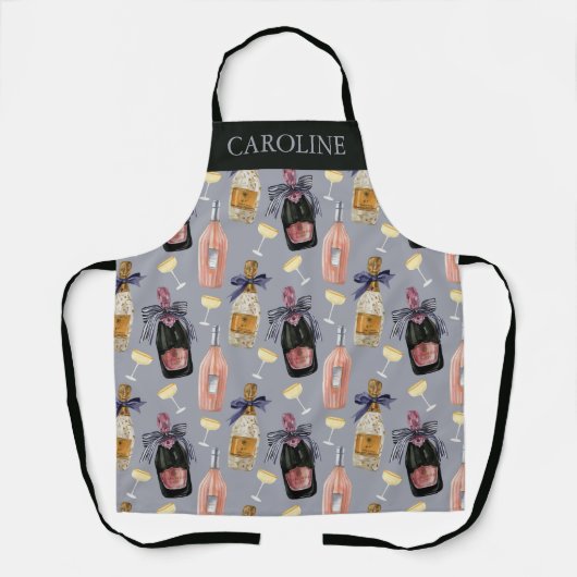 水彩画フランスの面パーソナライズされた エプロン (正面)