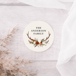 水彩画フローラテラコッタモダンエレガント ラウンドシール