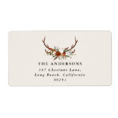 水彩画フローラテラコッタモダンエレガント ラベル (正面)