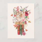 水彩画フローラ古書ヴィンテージ彫刻 ポストカード (正面)