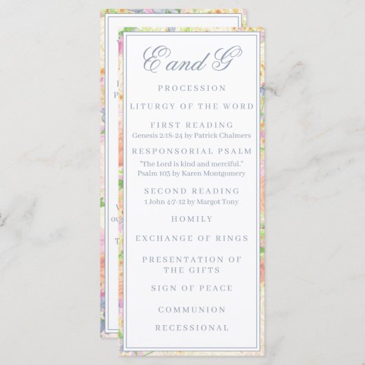 水彩画フローラ園パーティークレストプログラム メニュー (正面/裏面)