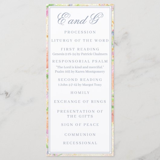 水彩画フローラ園パーティークレストプログラム メニュー (正面)