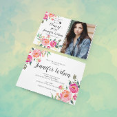 水彩画フローラ大学院写真卒業パーティー 招待状