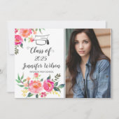 水彩画フローラ大学院写真卒業パーティー 招待状 (正面)