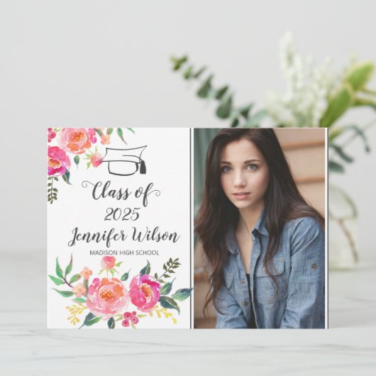 水彩画フローラ大学院写真卒業パーティー 招待状 (スタンド正面)