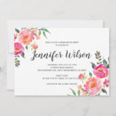 水彩画フローラ大学院写真卒業パーティー 招待状 (裏面)