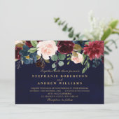 水彩画ブルガンディレッドネイビーフローラボー素朴ホ 招待状 (スタンド正面)