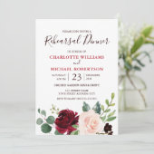 水彩画ブルガンディレッドネイビーフローラボー素朴ホ 招待状 (スタンド正面)