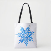  水彩画ブルーの雪の結晶パターン トートバッグ (正面)