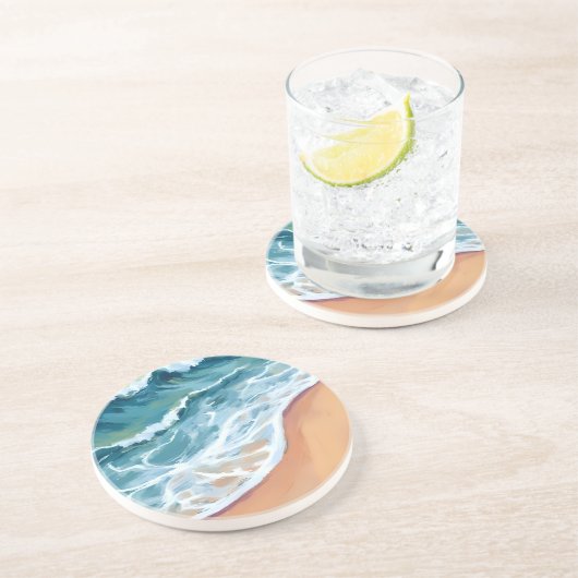 水彩画ブルーオーシャンウェーブ コースター (側面)