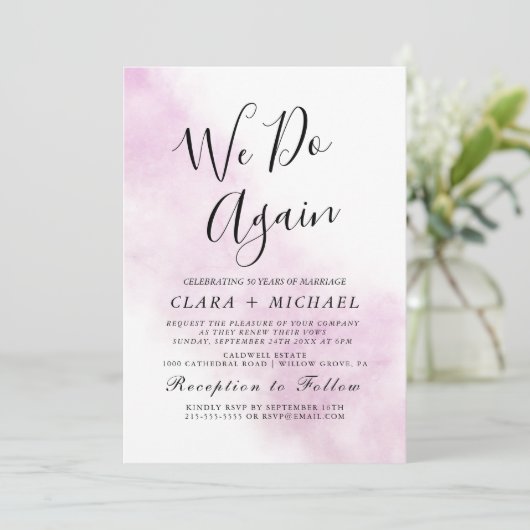 水彩画ブルー「私たちもう一度」誓いの更新I 招待状 (スタンド正面)