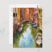 水彩画ベニス絵を描ズ ポストカード (正面/裏面)