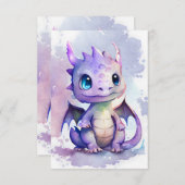 水彩画ベビーの可愛い紫のスタイル サンキューカード (正面/裏面)