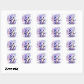 水彩画ベビーの可愛い紫のスタイル スクエアシール (シート)