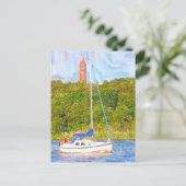 水彩画ベルリン。グルーンワルト塔とボートハベル ポストカード (スタンド正面)