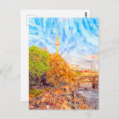 水彩画ベルリン。夕べムードの紋美城公園 ポストカード (正面/裏面)