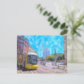 水彩画ベルリン。Hackescher Marktの路面電車。 ポストカード (スタンド正面)