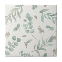 水彩画ベージュ色背景のユーカリの葉