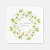 水彩画ペン&インクマグノリアリース スタンダードカクテルナプキン (正面)