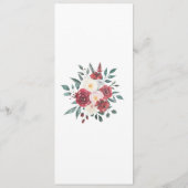 水彩画メニュー結婚披露宴の赤いクリーム色の花柄 メニュー (裏面)