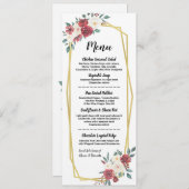 水彩画メニュー結婚披露宴の赤いクリーム色の花柄 メニュー (正面/裏面)