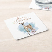 水彩画メリークリスマス紙コースター スクエアペーパーコースター (アングル)