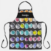 水彩画モダン像モノグラム名 エプロン (正面)