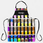 水彩画モダン像モノグラム名 エプロン (正面)