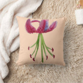 水彩画モダン画明るい赤紫色ピンク百合花 クッション (ブランケット)