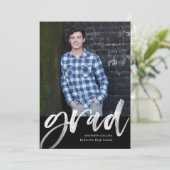 水彩画モダン面フォトボーイ卒業 案内状 (スタンド正面)