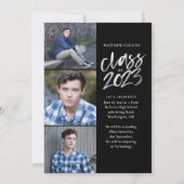 水彩画モダン面フォトボーイ卒業 案内状 (裏面)