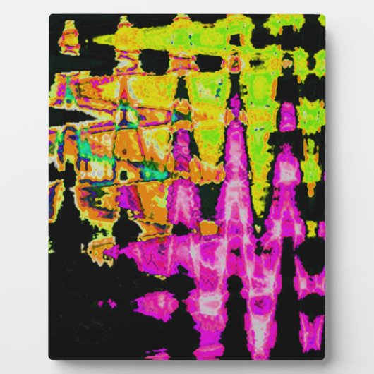 水彩画ユニーク像:紫、黒、ライム フォトプラーク (正面)