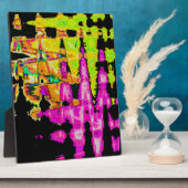 水彩画ユニーク像:紫、黒、ライム フォトプラーク (側面)