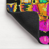 水彩画ユニーク像:紫、黒、ライム マウスパッド (コーナー)