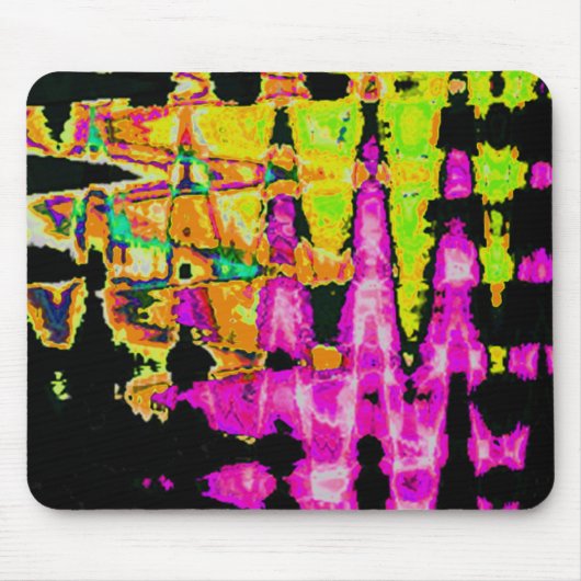 水彩画ユニーク像:紫、黒、ライム マウスパッド (正面)