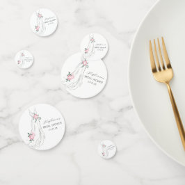 水彩画ユーカリと芙蓉のドレス ブライダルシャワー コンフェッティ