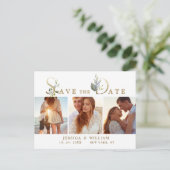 水彩画ユーカリ フォト ウェディング セーブ・ザ・デート 案内ポストカード (スタンド正面)