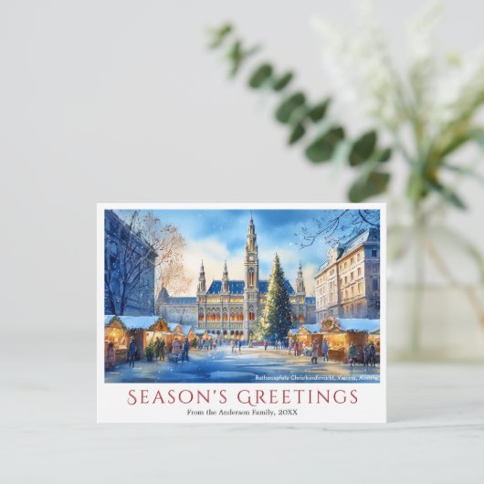 水彩画ラサフラッツウィーンオーストリアクリスマス シーズンポストカード (スタンド正面)
