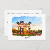 水彩画ラスベガスサイン結婚ズ 出欠カード (正面/裏面)