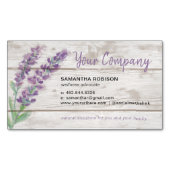 水彩画ラベンダーおよび木精油 マグネット名刺 (正面)