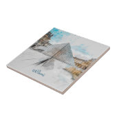 水彩画ルーヴル、パリセラミックタイル タイル (側面)