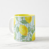 水彩画レモンおよび青い縞 ツートーンマグカップ (正面左)