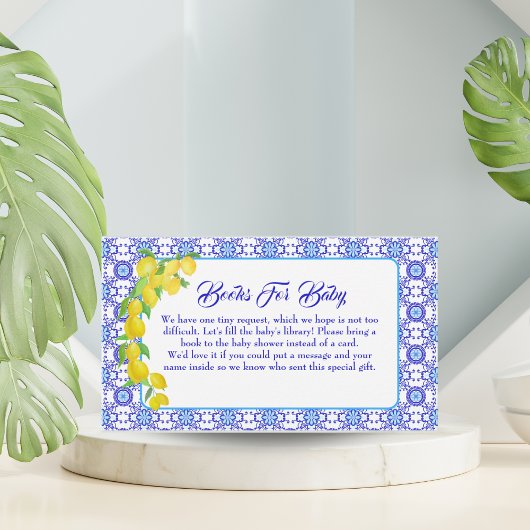 水彩画レモンのアマルフィブックスベビー エンクロージャーカード