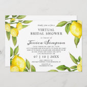水彩画レモンのバーチャルブライダルシャワーバイメール 招待状 (正面/裏面)
