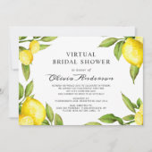 水彩画レモンのバーチャルブライダルシャワーバイメール 招待状 (正面)