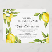 水彩画レモンのバーチャルブライダルシャワーバイメール 招待状 (正面/裏面)
