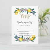 水彩画レモンズオリーブRSVP 招待状 (スタンド正面)